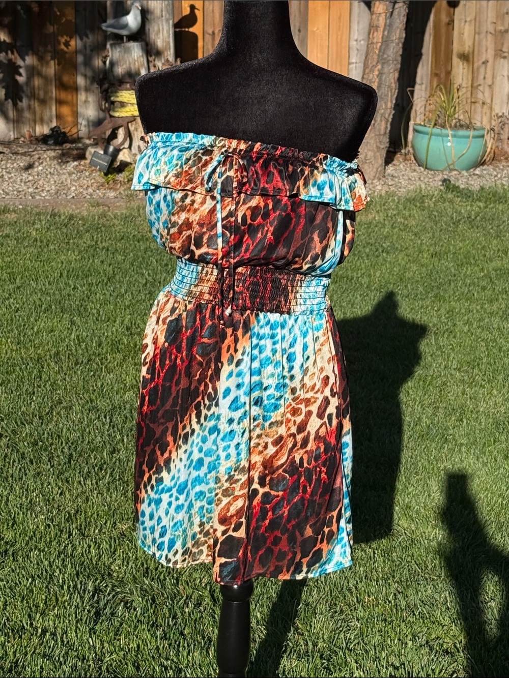 Grass Collection Strapless Animal-Print Dress/Cover up
